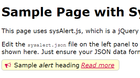 jQuery sysAlert.js